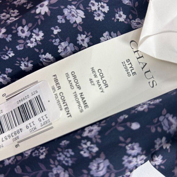 Chaus Woman Size 22 Dress Navy Blue Floral Short Sleeve Lined Button Front New - Picture 5 of 9